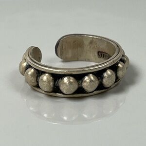 Solid 925 Sterling Silver Studded Oxidized Band Ring Size 7
